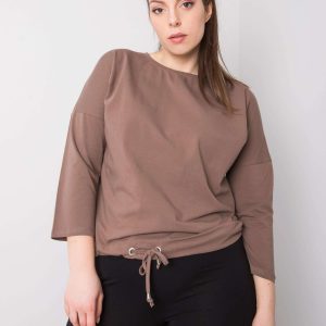 Wholesale Coffee Plus Size Cotton Blouse Sandy