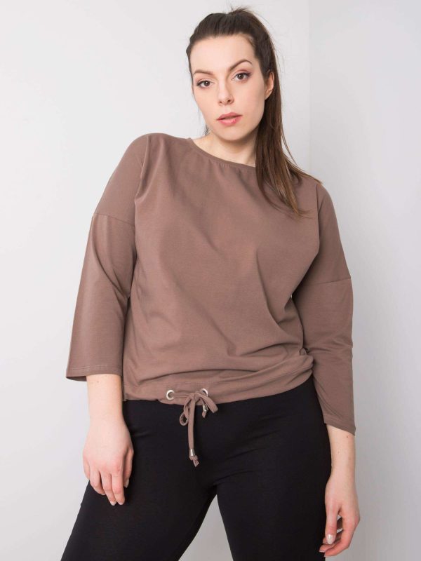 Wholesale Coffee Plus Size Cotton Blouse Sandy