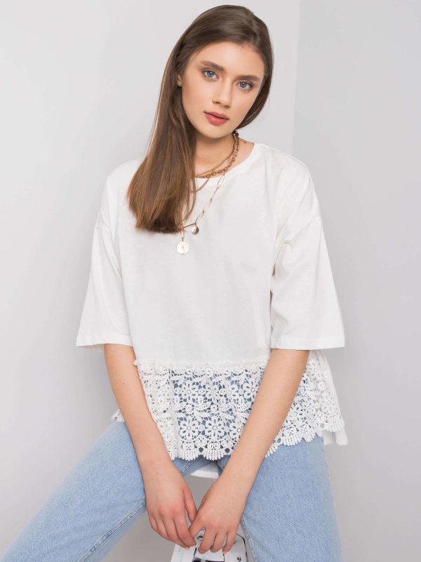 Wholesale White blouse with lace Ancona RUE PARIS