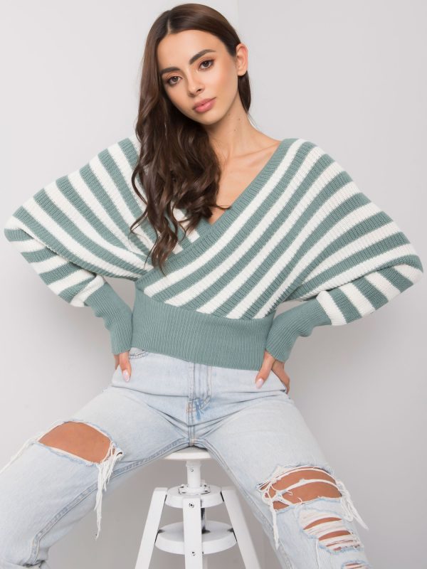 Wholesale Mint and white striped sweater Courtie RUE PARIS