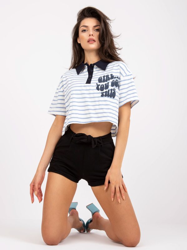 Wholesale Black casual shorts with belt RUE PARIS