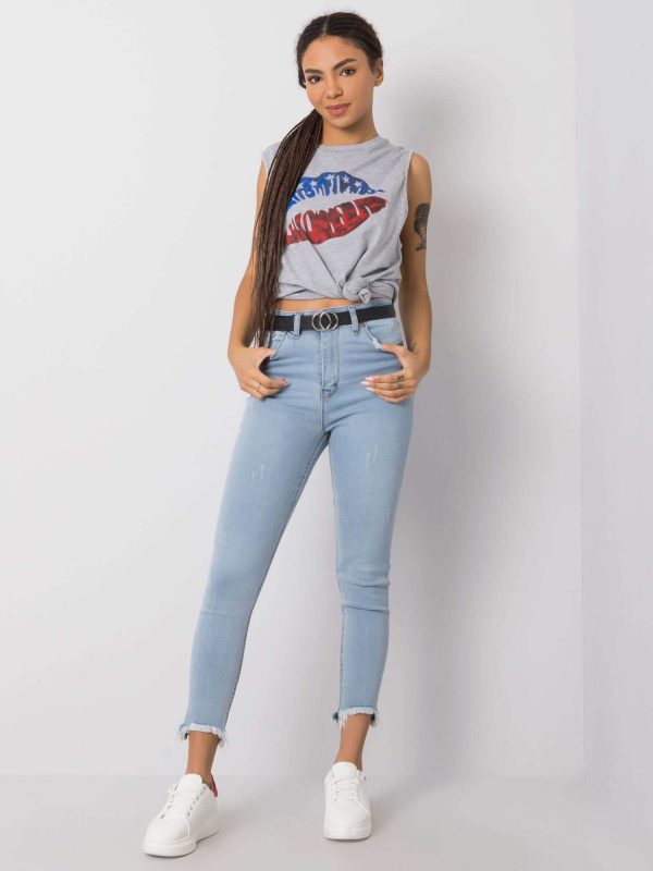 Wholesale Shirley RUE PARIS light blue tube jeans