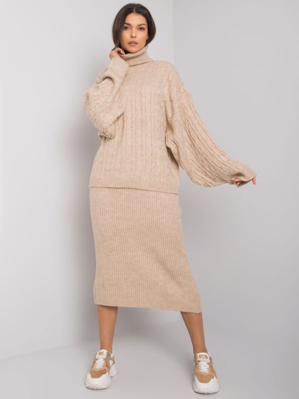 Wholesale Beige two-piece knitted set Imane RUE PARIS