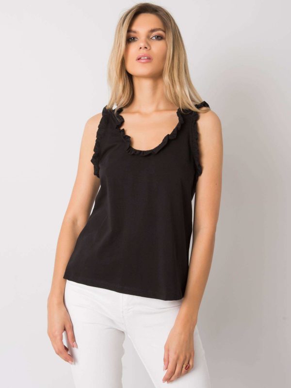 Wholesale Black top with frills Sarai RUE PARIS