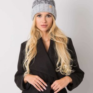 Wholesale Grey winter hat with tassel Ally RUE PARIS