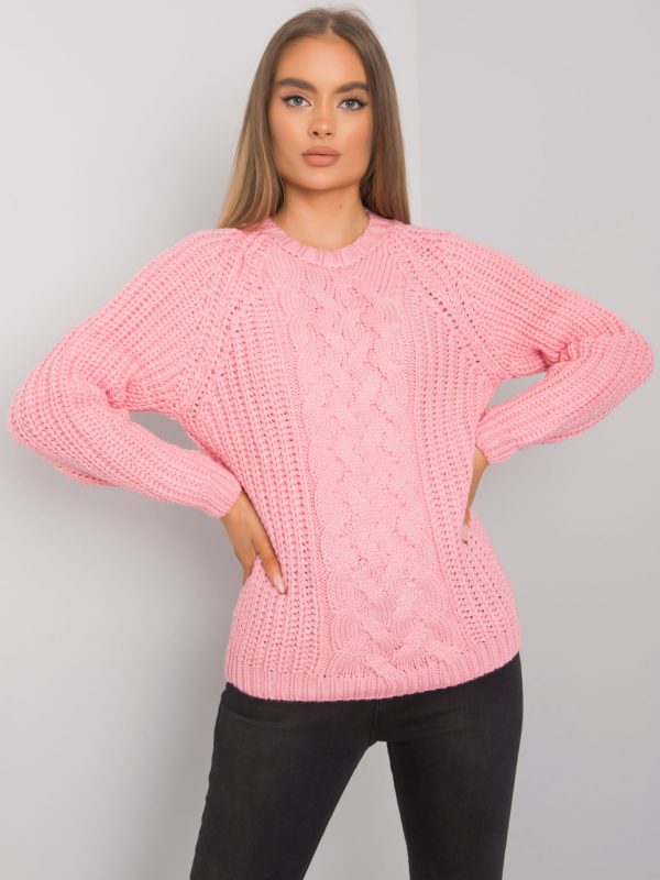 Wholesale Pink sweater with braids Jacksonville RUE PARIS