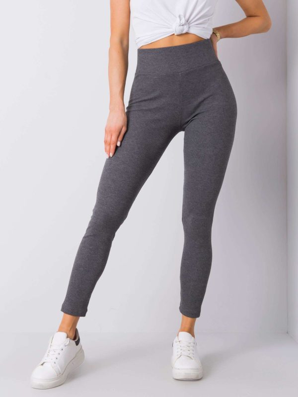 Wholesale Dark Grey Sanja Melange Ribbed Leggings