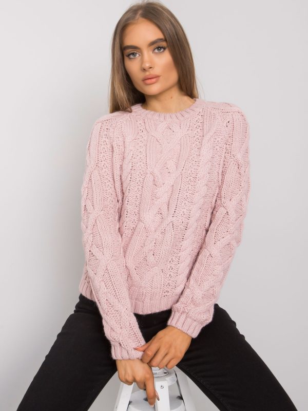 Wholesale Light pink sweater with braids Milford RUE PARIS