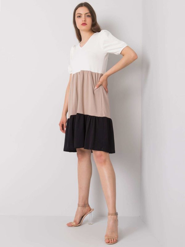 Wholesale Ecru-beige casual dress Kylie RUE PARIS