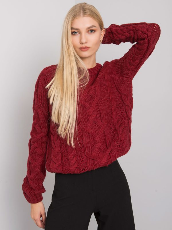 Wholesale Burgundy sweater with braids Milford RUE PARIS