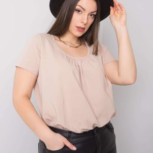 Wholesale Celeste Cotton Plus Size Beige Blouse