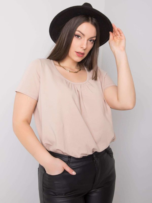 Wholesale Celeste Cotton Plus Size Beige Blouse