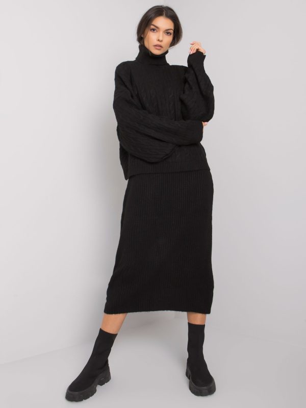 Wholesale Black two-piece knitted set Imane RUE PARIS