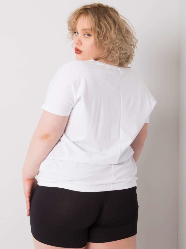 Wholesale White Plus Size Blouse with Addyson Rib