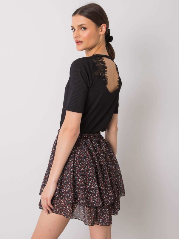 Wholesale Black blouse with lace Salena RUE PARIS