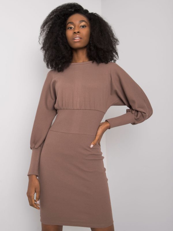 Wholesale Brown ribbed dress Leticia RUE PARIS