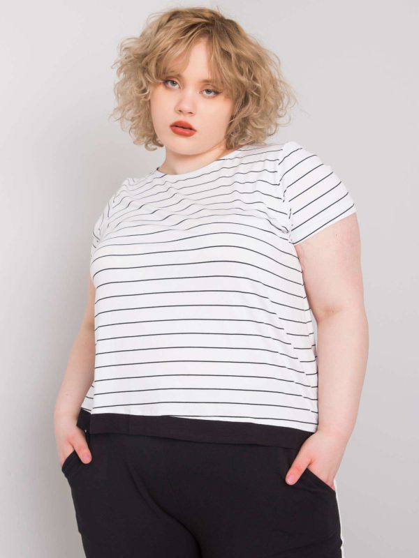 Wholesale White plus size blouse with viscose Lilianne