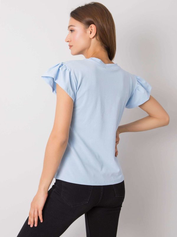 Wholesale Ansley RUE PARIS light blue cotton blouse