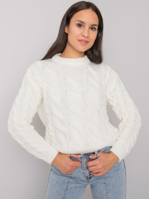 Wholesale Ecru women's sweater with braids Florianna RUE PARIS