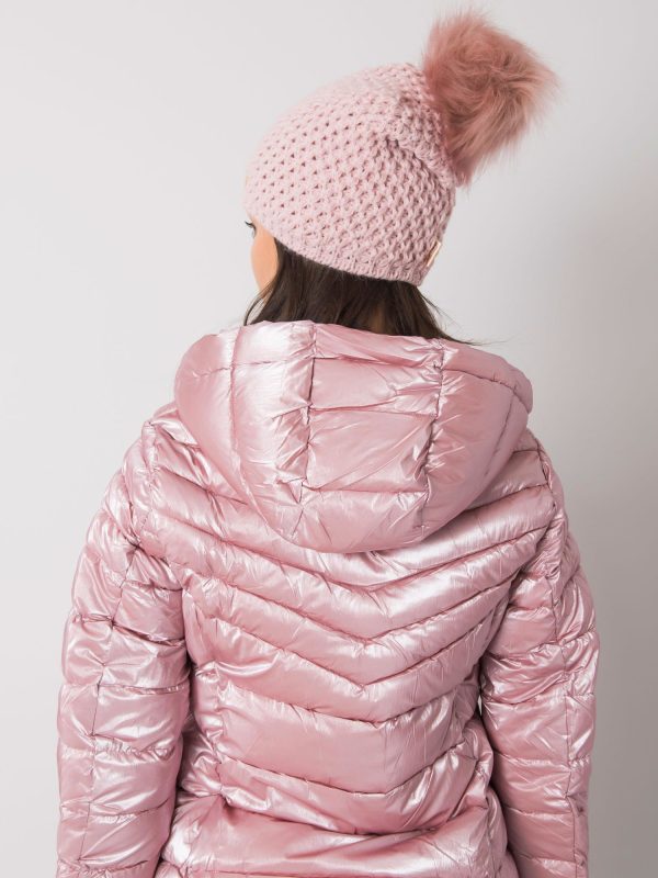 Wholesale Light pink winter hat with pompom