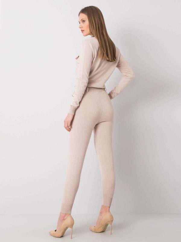 Wholesale Beige knitted jumpsuit Johanna RUE PARIS