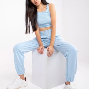 Wholesale Light blue sweatpants with pockets RUE PARIS