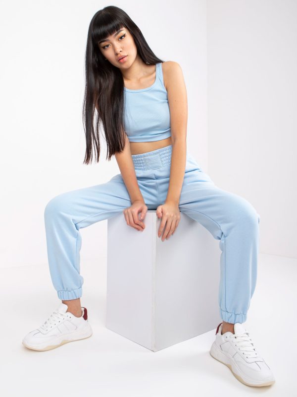 Wholesale Light blue sweatpants with pockets RUE PARIS