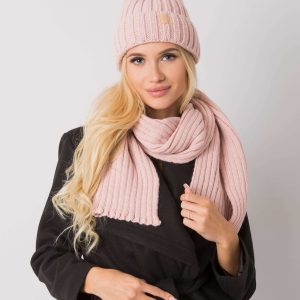 Wholesale Light pink winter set with hat and scarf Rubby RUE PARIS