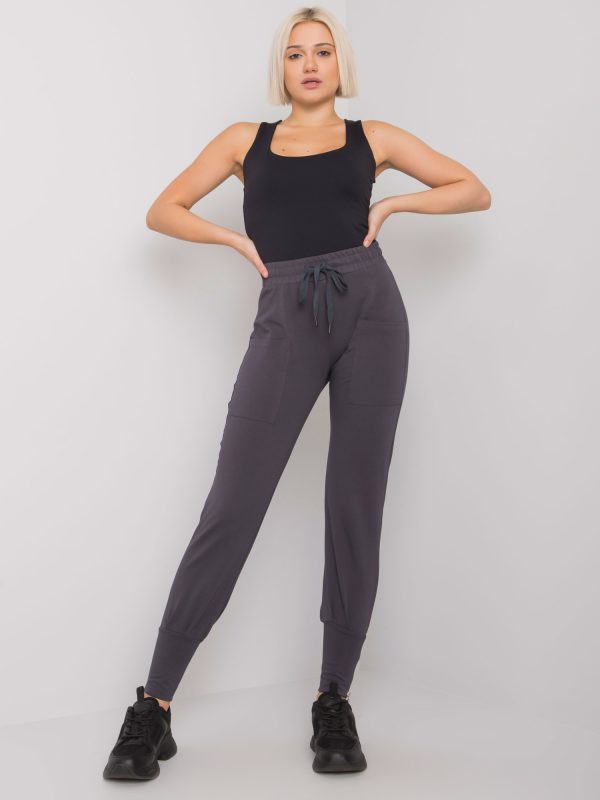 Wholesale Graphite sweatpants with zippers Cindy RUE PARIS