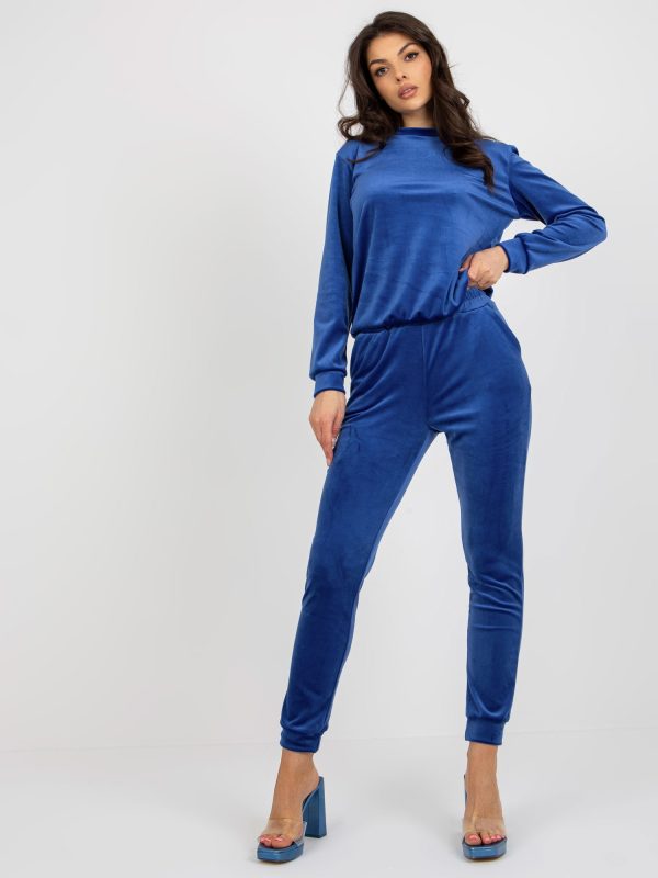 Wholesale Cobalt velour set with trousers Brenda RUE PARIS