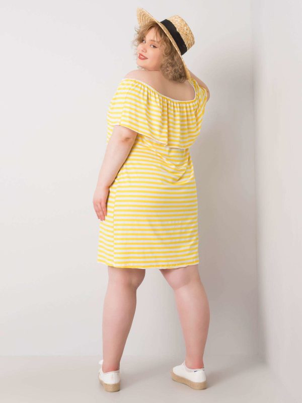 Wholesale Annabel's Yellow and White Viscose Plus Size Dress