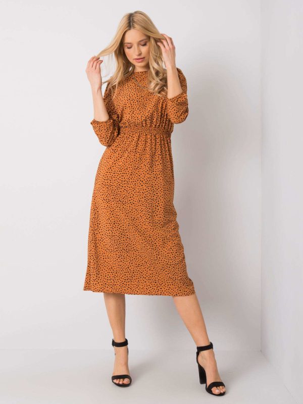 Wholesale Light brown dress with print RUE PARIS