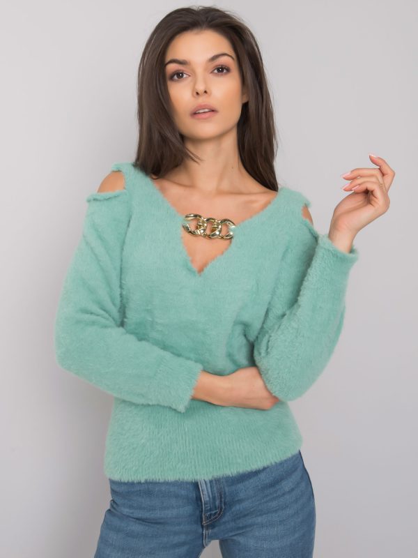 Wholesale Green cut-out sweater Leandre RUE PARIS