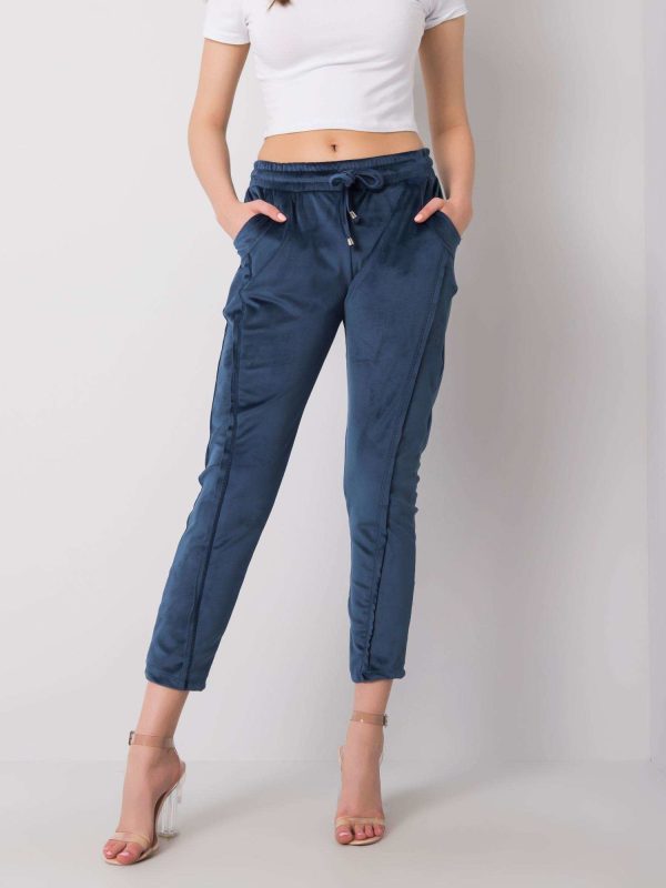 Wholesale Dark blue velour pants Juanita RUE PARIS