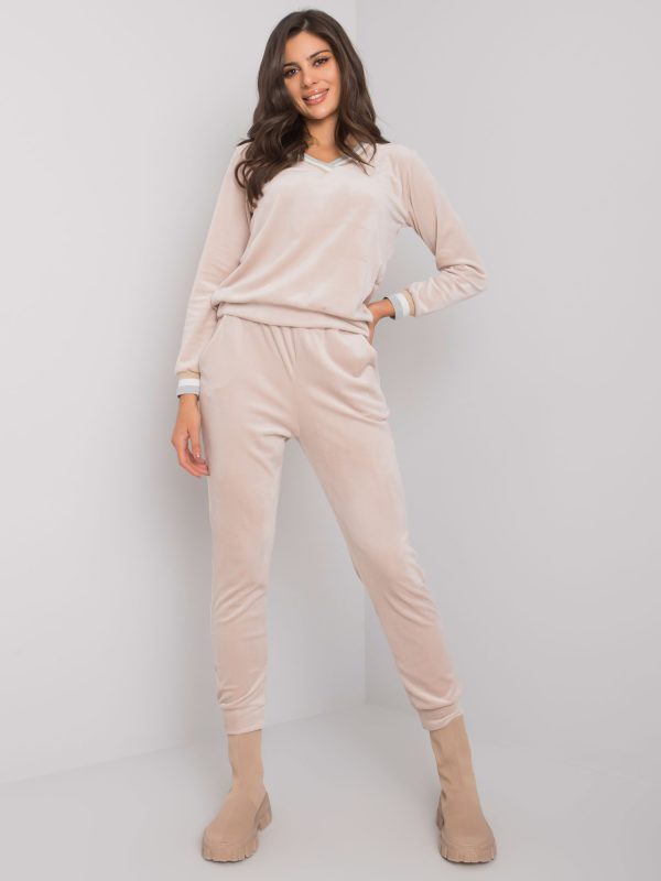 Wholesale Light beige velour set Esti RUE PARIS