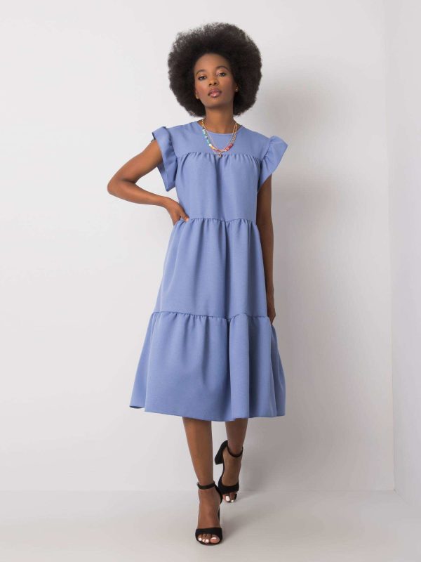 Wholesale Blue Ruffle Dress Jaylin RUE PARIS