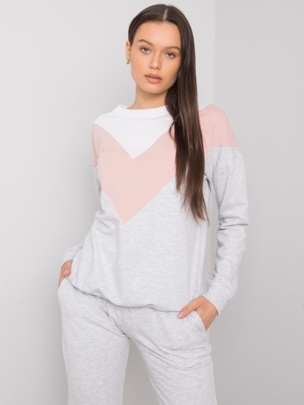 Wholesale White and dirty pink sweatsuit set Hilda