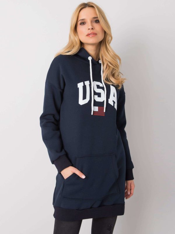 Wholesale Navy blue kangaroo sweatshirt Yetty RUE PARIS