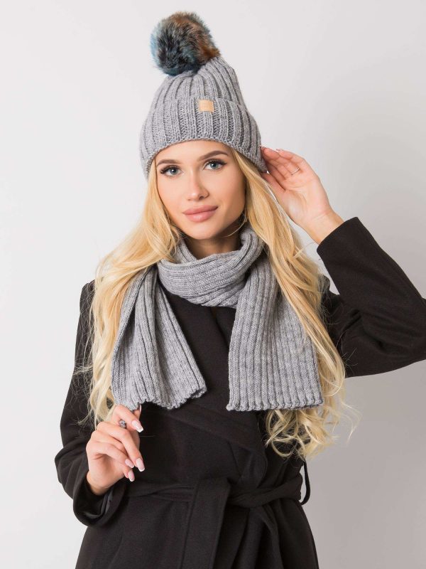 Wholesale Gray winter set with hat and scarf Rubby RUE PARIS