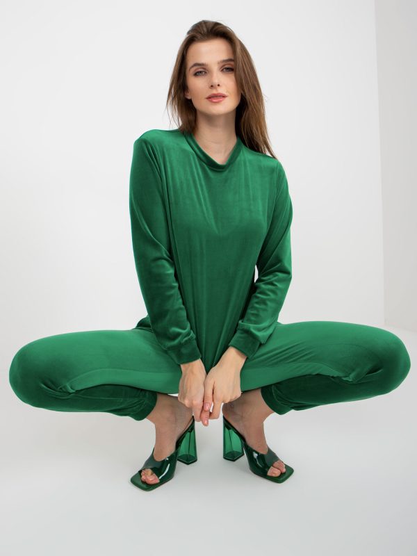 Wholesale Green women's velour set with sweatshirt Brenda RUE PARIS