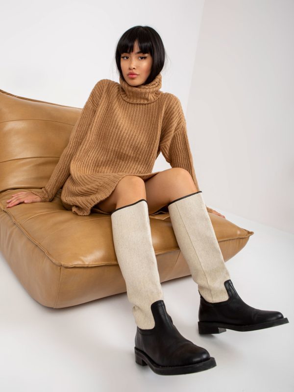 Wholesale Beige long turtleneck sweater Daventry RUE PARIS