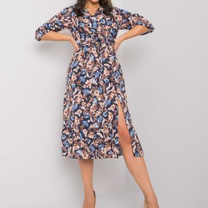 Wholesale Navy Blue Floral Ruffle Dress Erine RUE PARIS