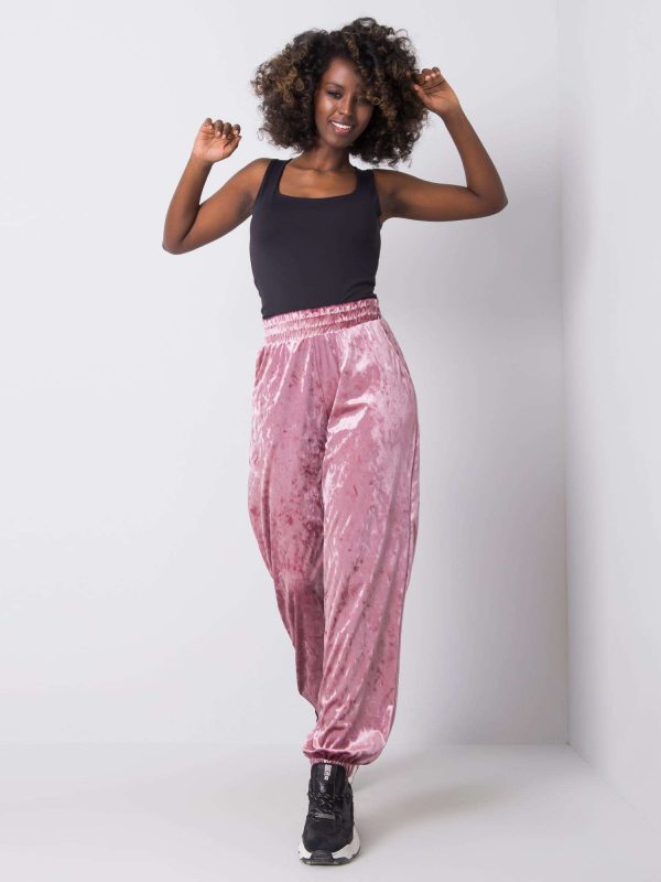 Wholesale Emmeli RUE PARIS pink velour sweatpants