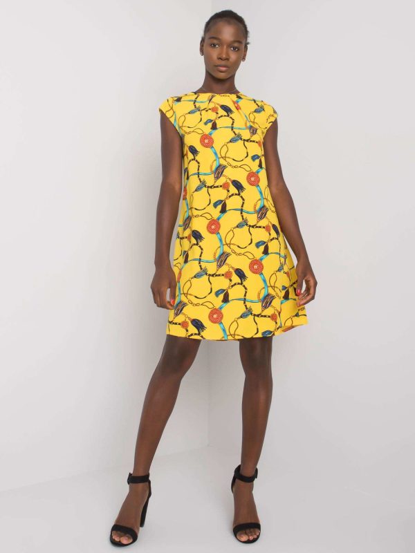 Wholesale Yellow dress with patterns of Akilah RUE PARIS