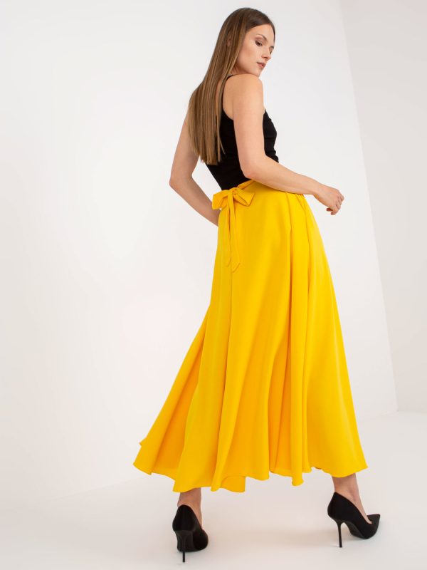 Wholesale Dark yellow maxi skirt with pockets RUE PARIS