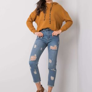 Wholesale Blue mom jeans with holes Steffi RUE PARIS