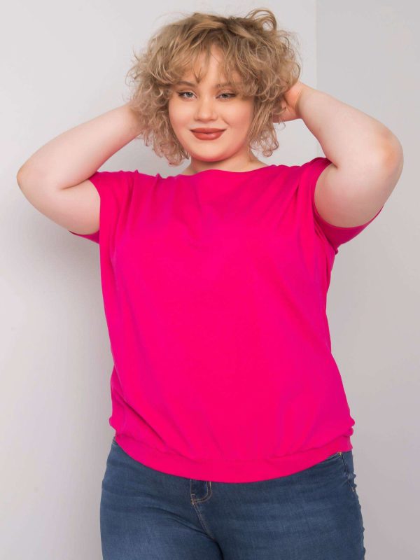 Wholesale Fuchsia plus size blouse with Addyson ribbed