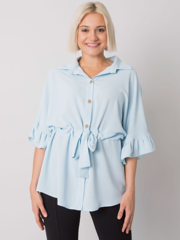 Wholesale Light blue blouse with binding Marcia RUE PARIS