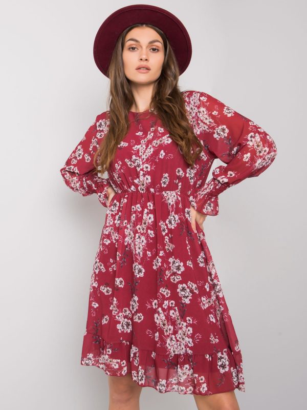 Wholesale Burgundy flower dress Tamila RUE PARIS