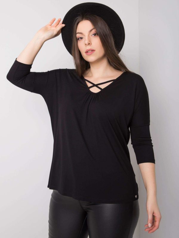 Wholesale Black plus size blouse with viscose Mariel